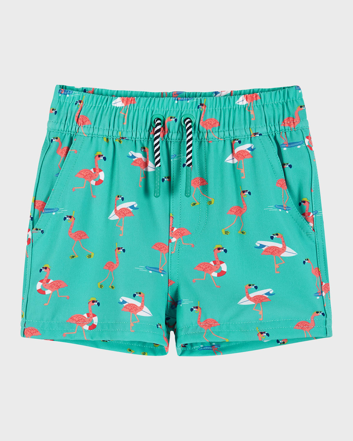 Andy & Evan Kids' Boy's Printed Boardshorts In Aqua Flamingo