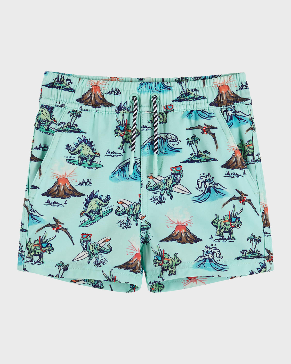 Andy & Evan Boys' Surfing Dinosaur Boardshorts - Little Kid, Big Kid In Blue Surf