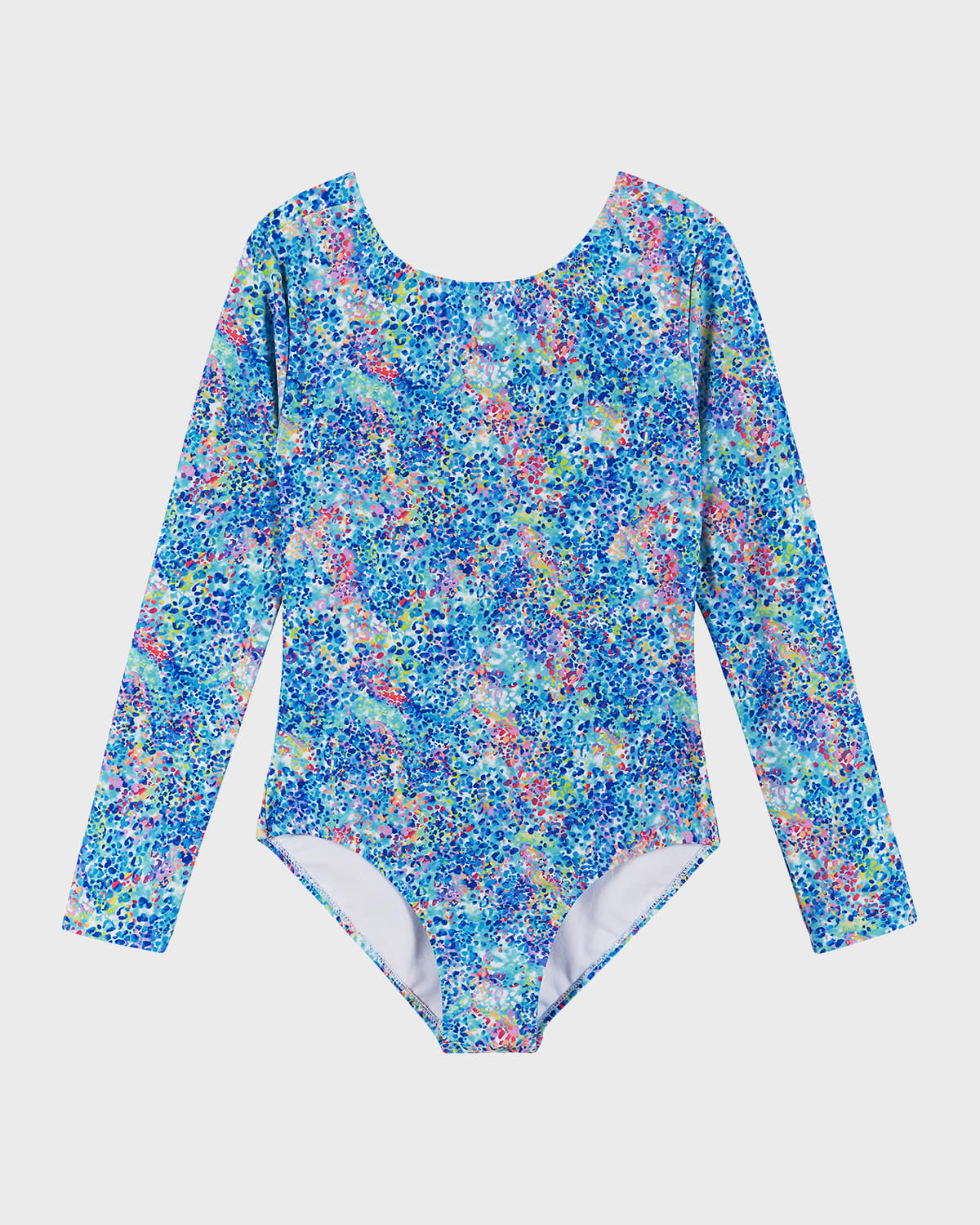 Andy & Evan Kids' Girl's One-piece Swimsuit W/ Open Back Detail In Blue Abstract