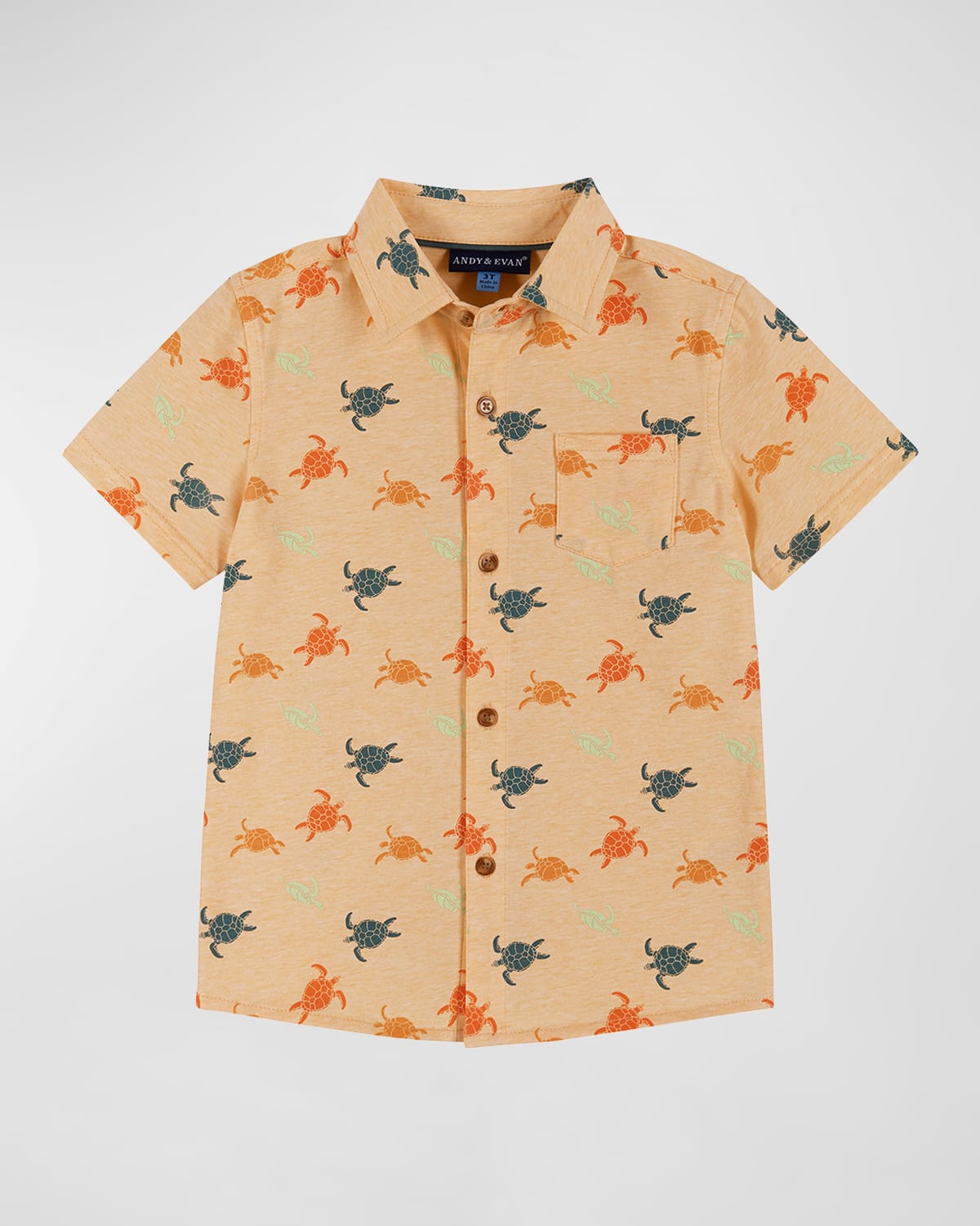 Andy & Evan Kids' Little Boy's & Boy's Palm Tree Short-sleeve Button-up Shirt In Orange Turtles