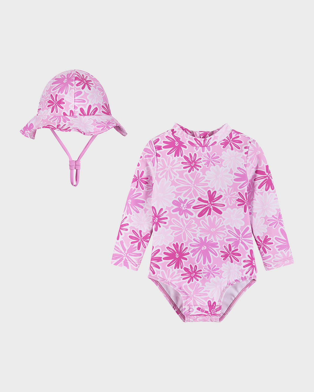 Andy & Evan Kids' Girl's Floral-print 2-piece Rashguard Set In Pink Floral