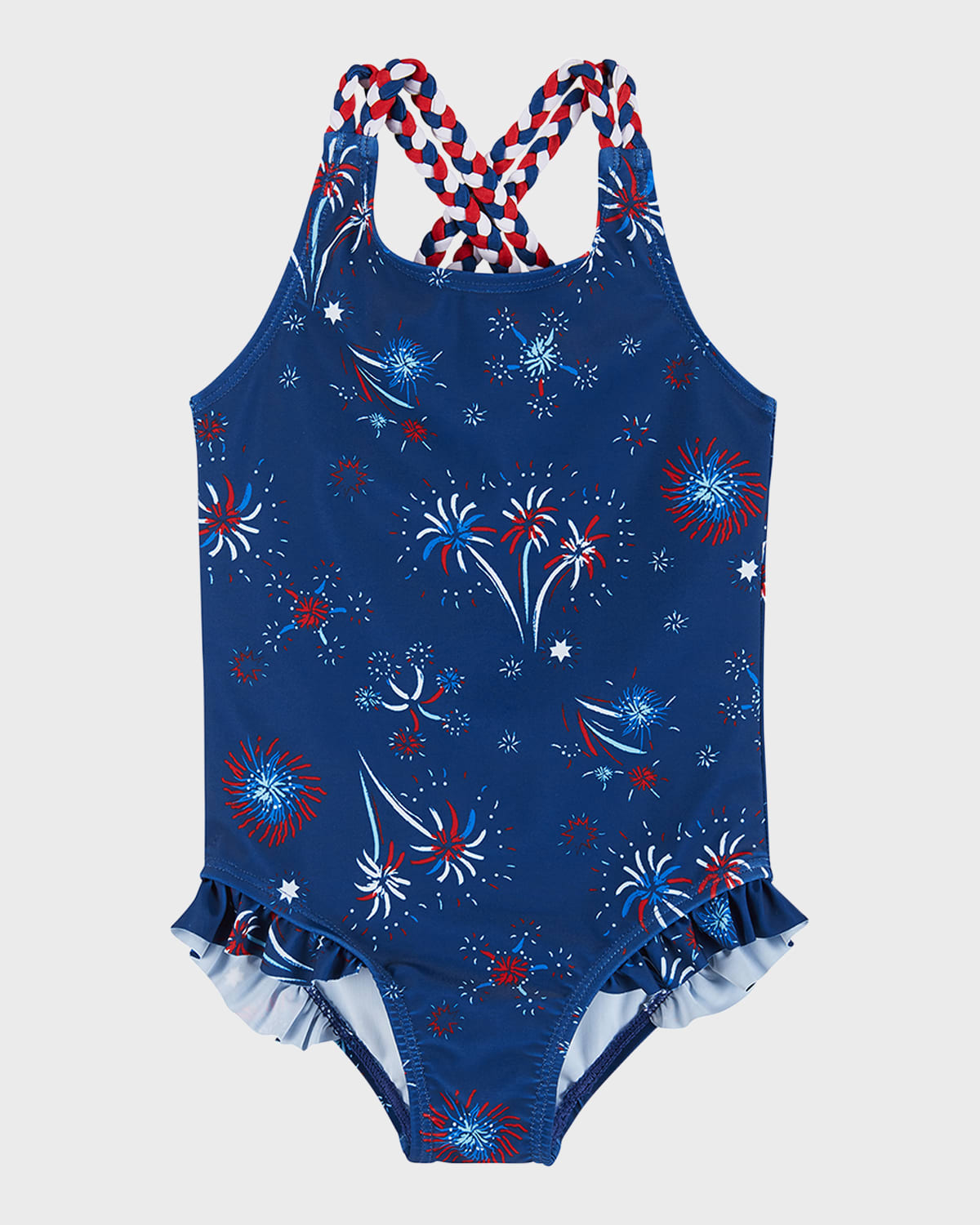 Shop Andy & Evan Girl's Fourth Of July-print One-piece Swimsuit In Navy Firework