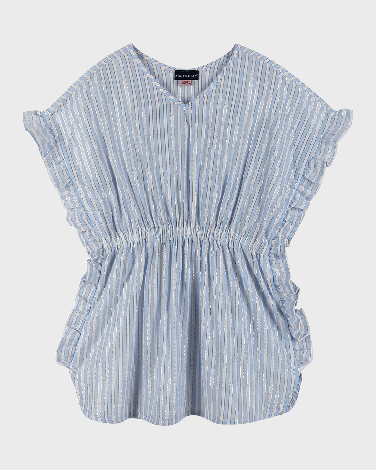 Andy & Evan Kids' Girl's Striped Caftcan Cover Up In Blue Striped