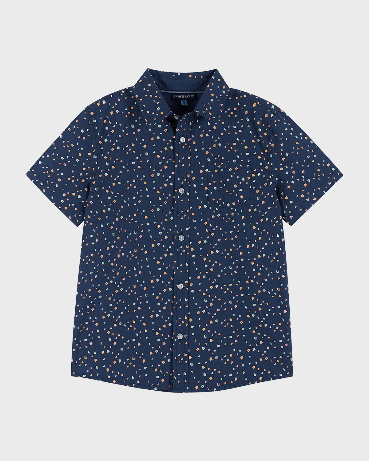 Shop Andy & Evan Boy's Floral-print Polo Shirt In Navy Floral