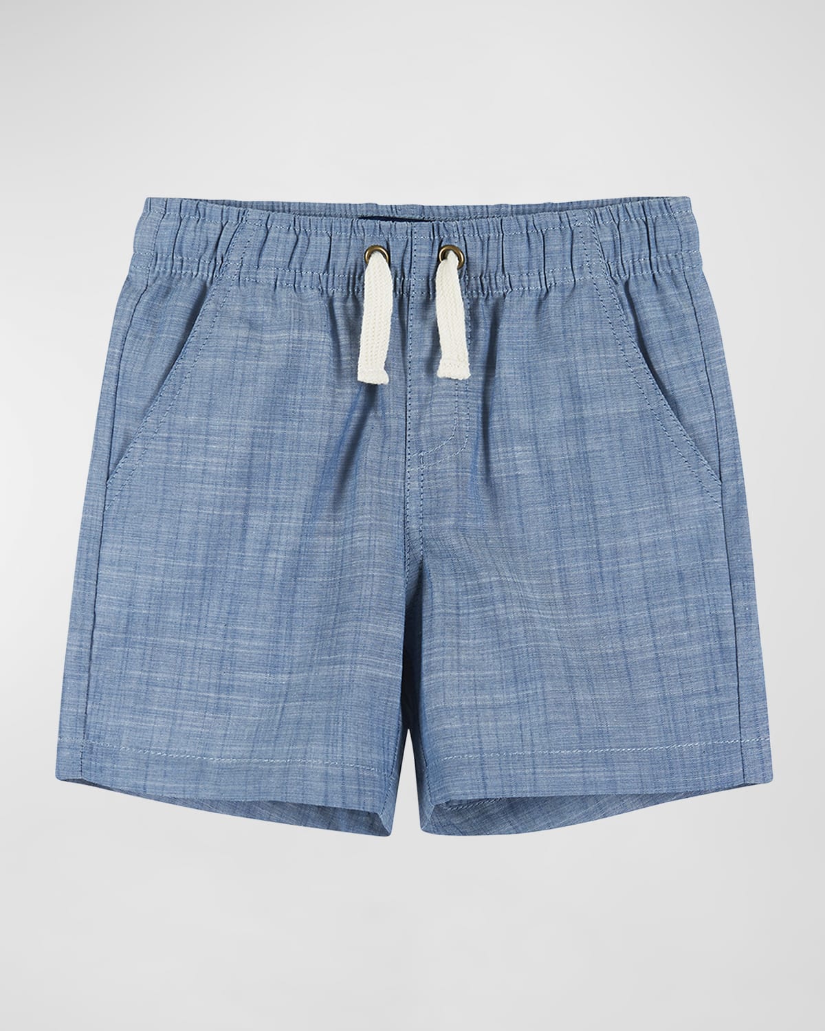 Andy & Evan Kids' Boy's Solid Drawstring Shorts In Blue Chambray