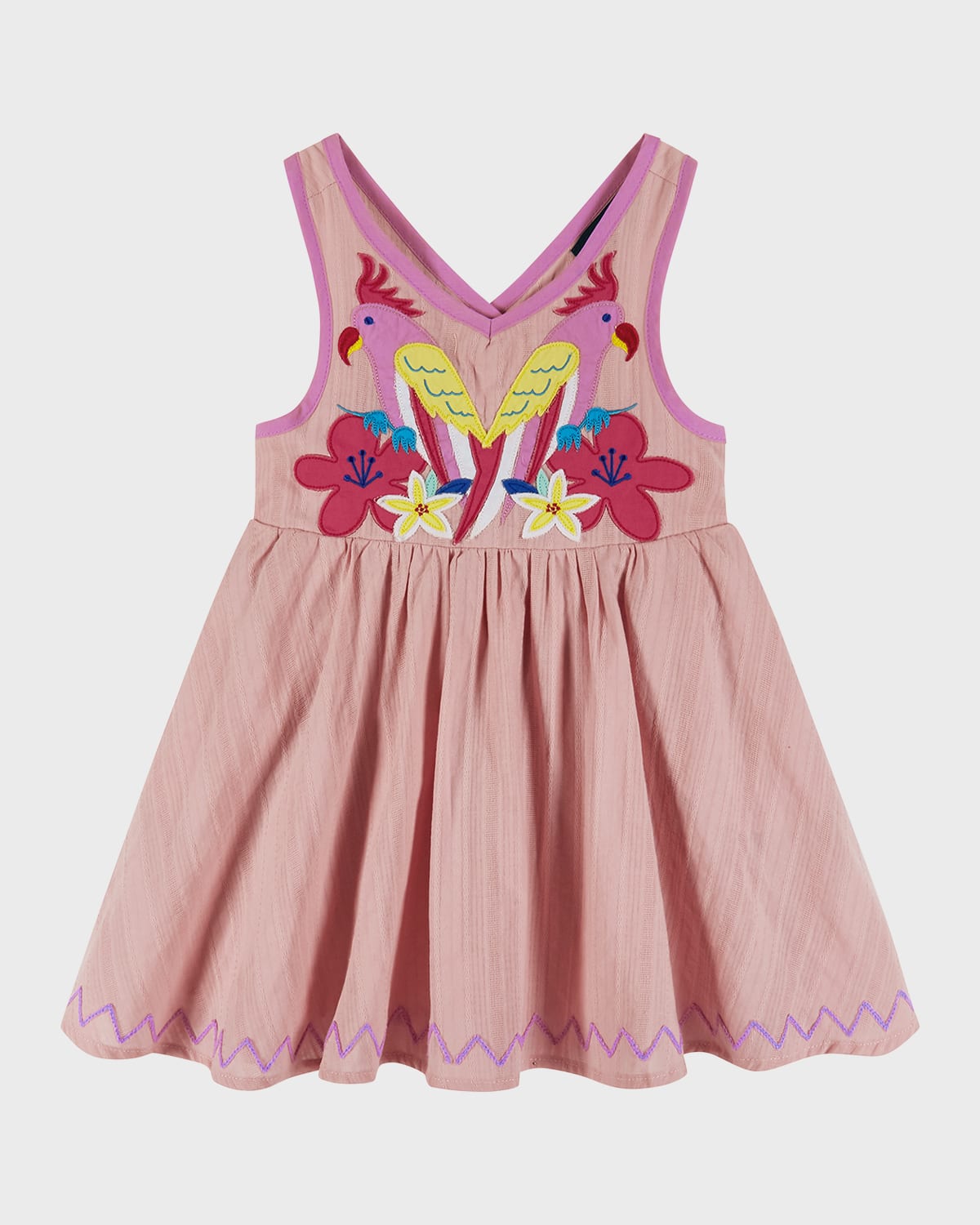 Andy & Evan Kids' Girl's Dress W/ Applique In Pink Parrot