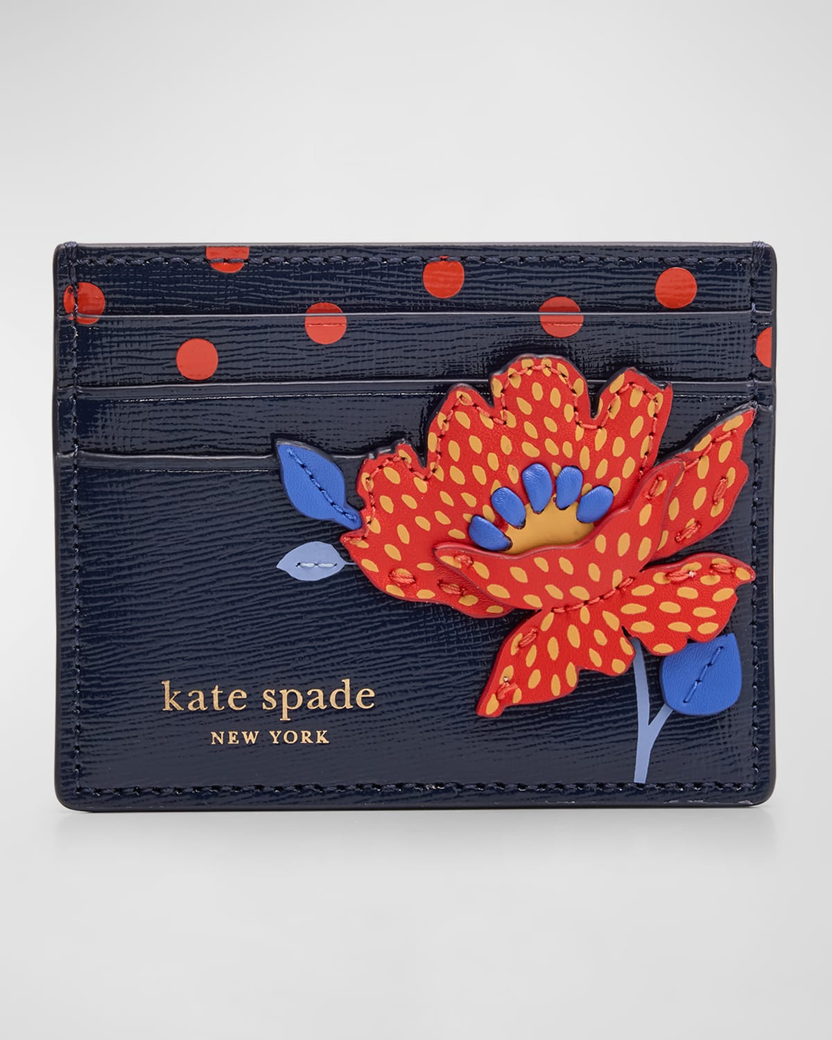 dottie bloom flower leather card case