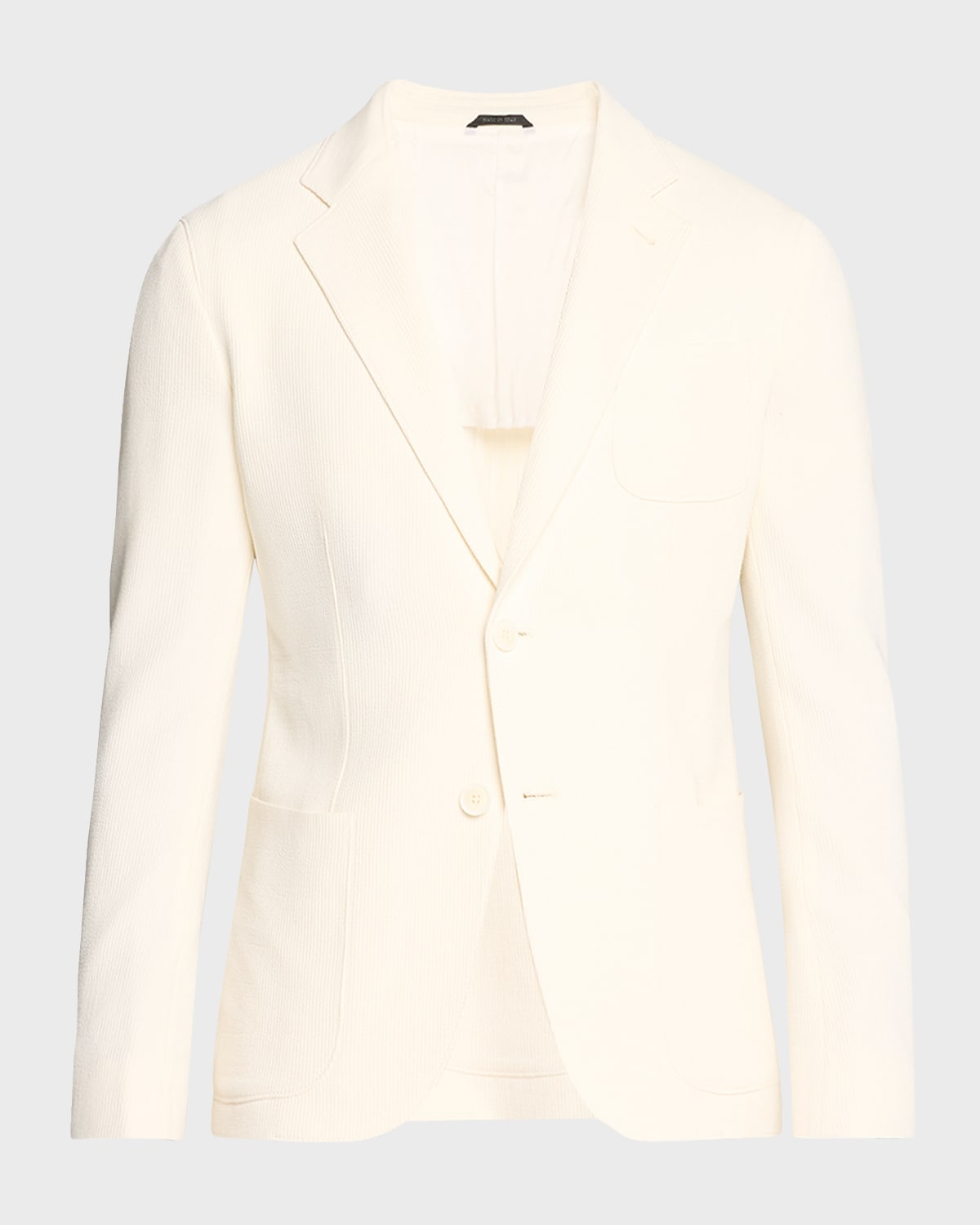 Shop Giorgio Armani Men's Seersucker Suit Separate Jacket In Solid White