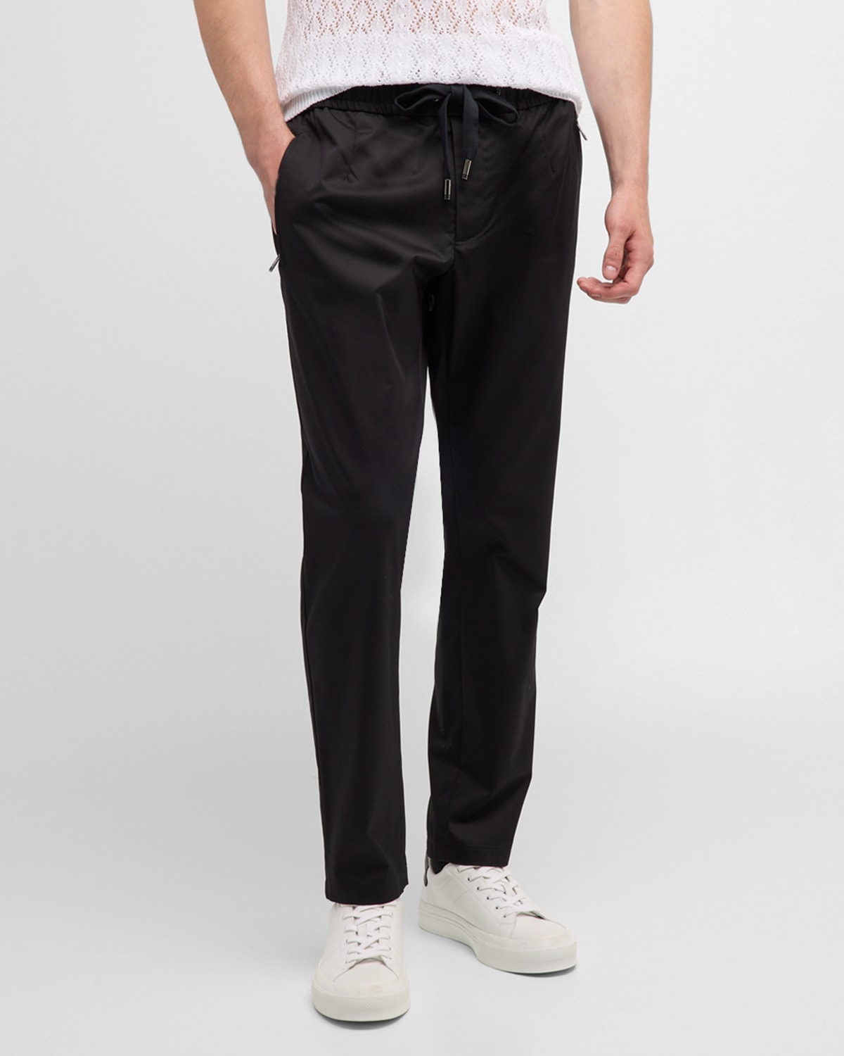 Shop Dolce & Gabbana Men's Stretch Cotton Drawstring Pants In Black