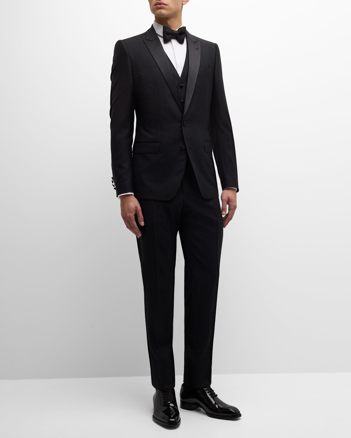 Shop Dolce & Gabbana Men's Martini-fit Tuxedo Suit In Black