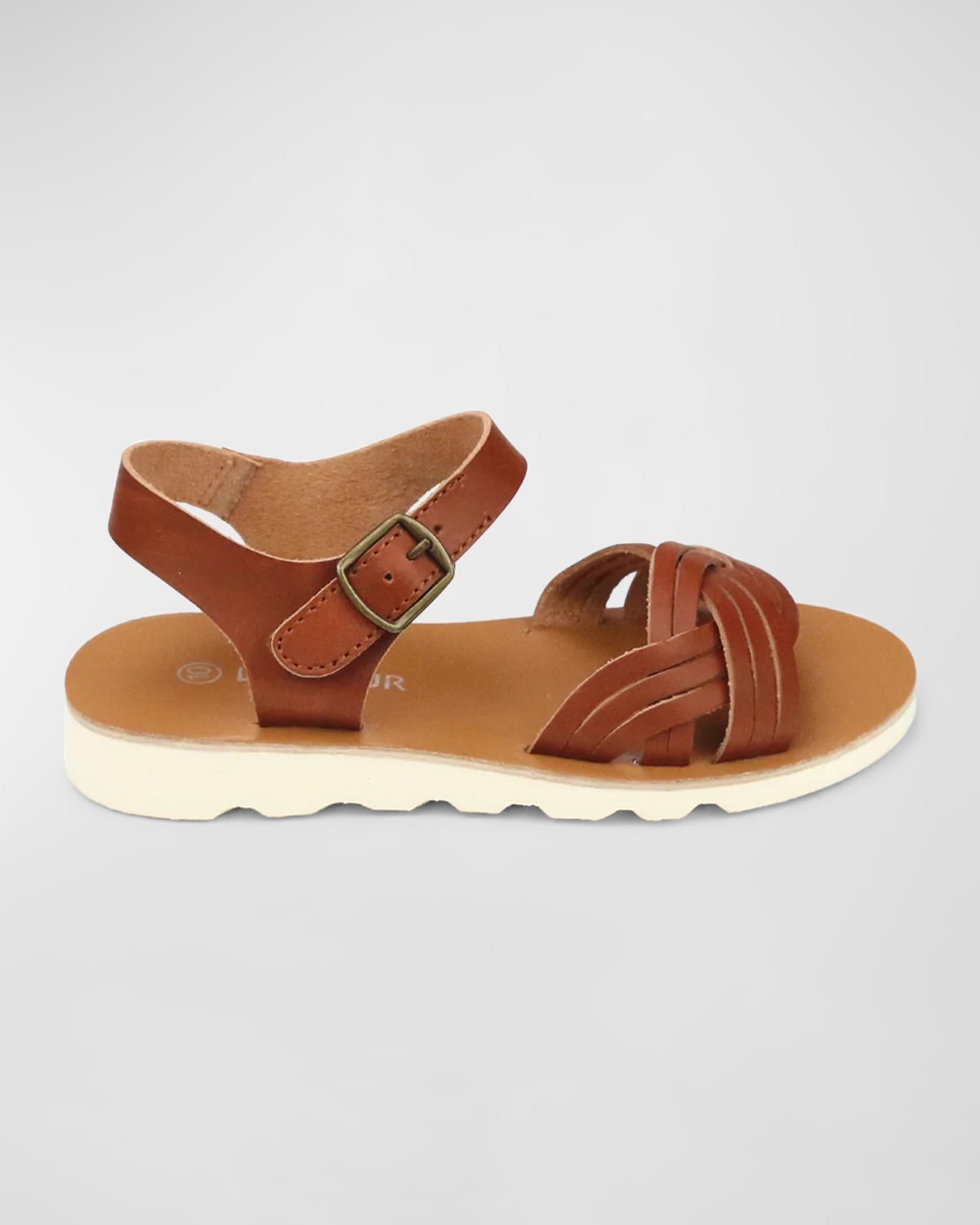 Shop L'amour Shoes Girl's Athena Braided Sandals In Cognac