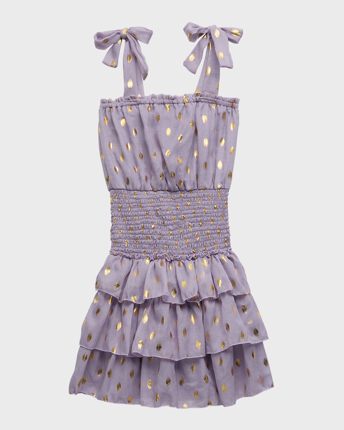 Shop Flowers By Zoe Girl's Metallic Dot Tiered Dress In Purple