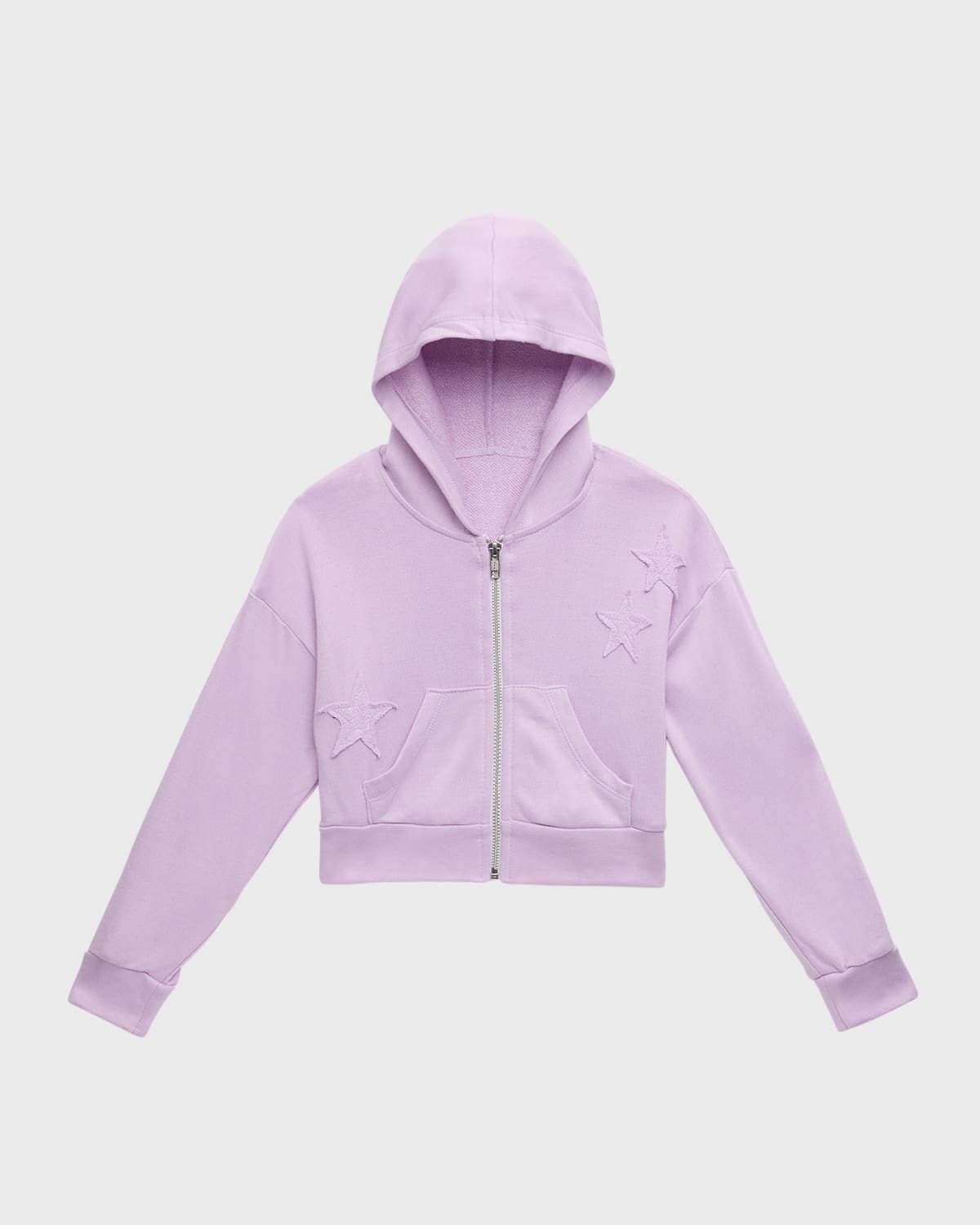 Shop Flowers By Zoe Girl's Laser-cut Star Zip Hooded Jacket In Purple