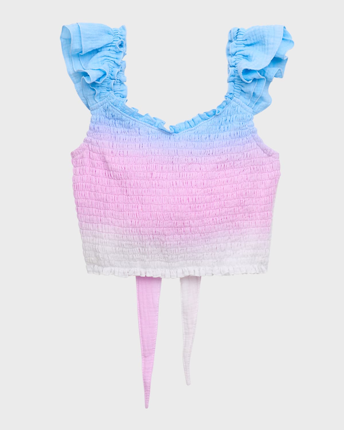 Shop Flowers By Zoe Girl's Ombre Smocked Crop Top In Blue