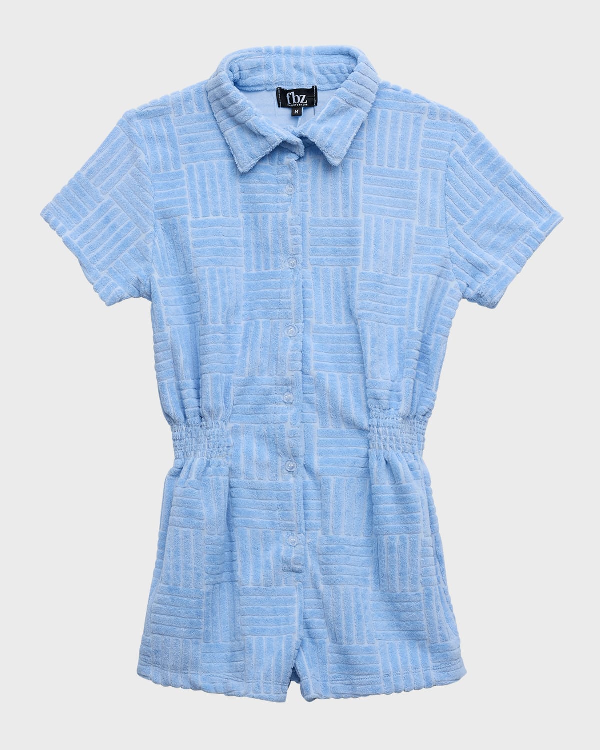 Shop Flowers By Zoe Girl's Terrycloth Romper In Blue
