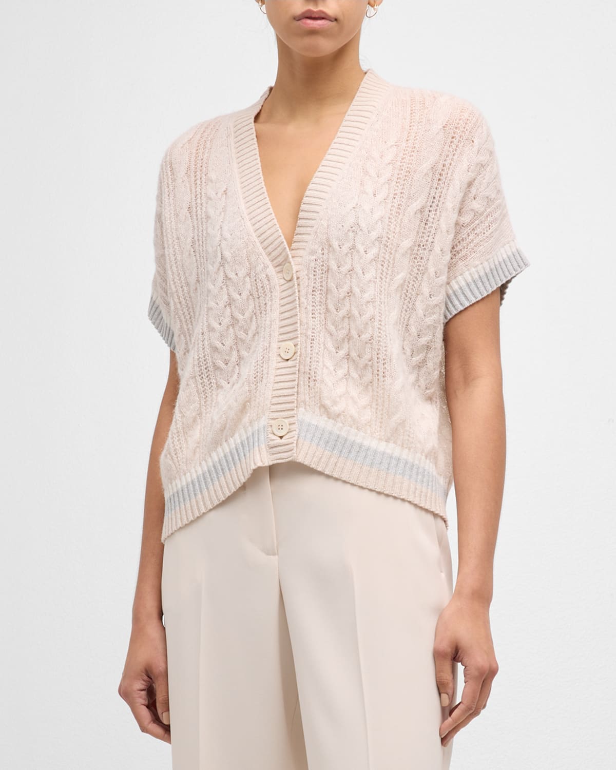 Peserico Cable-knit Tricot Sweater In Neutral
