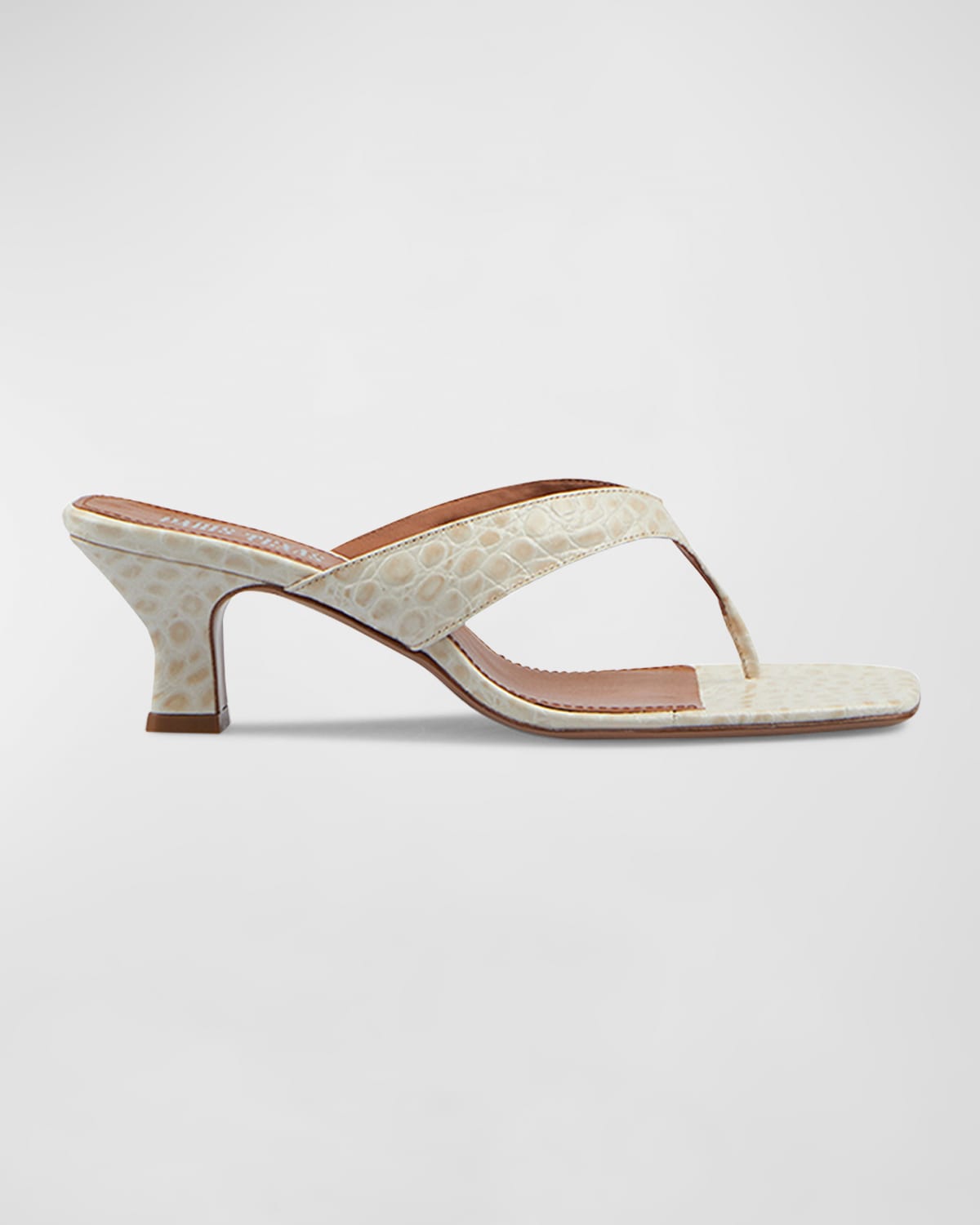 Paris Texas Portofino Croco Thong Mule Sandals In Off White