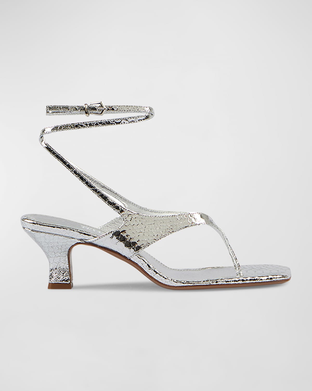 Paris Texas Portofino Metallic Ankle-strap Thong Sandals In Silver