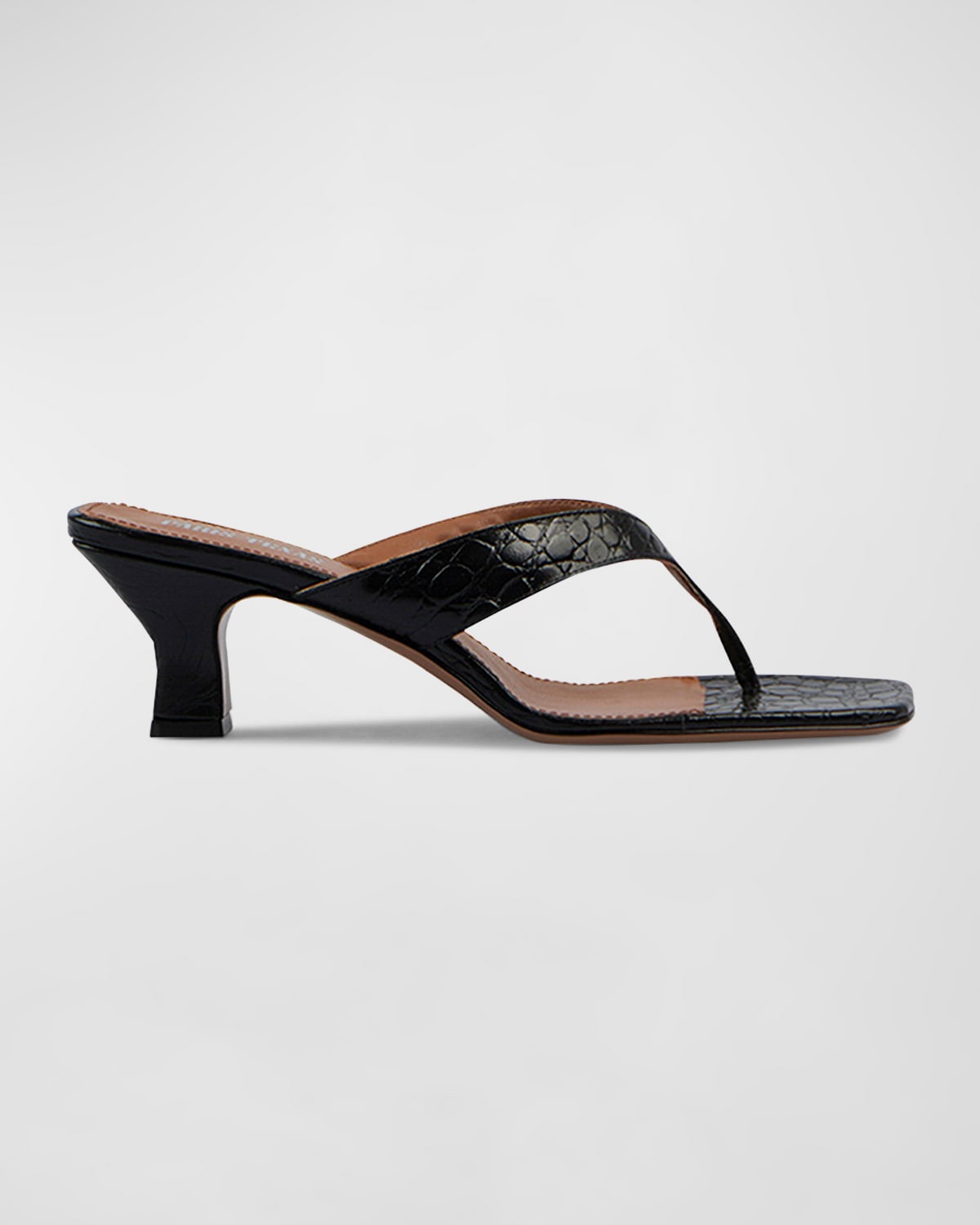 Shop Paris Texas Portofino Croco Thong Mule Sandals In Carbone