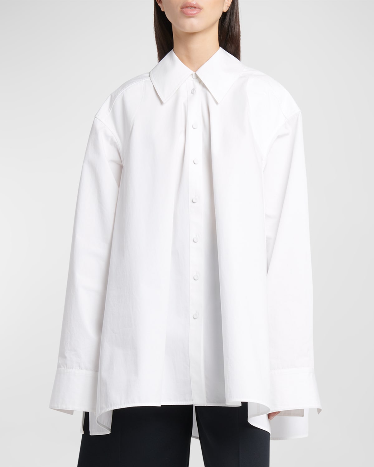 Jil Sander 74 Reverse Collared Oversized Shirt In Optic Whit