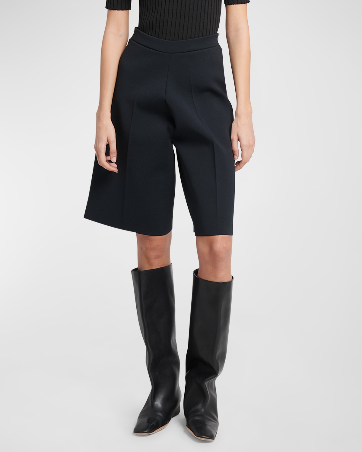 Shop Jil Sander High-rise Knit Bermuda Shorts In Black