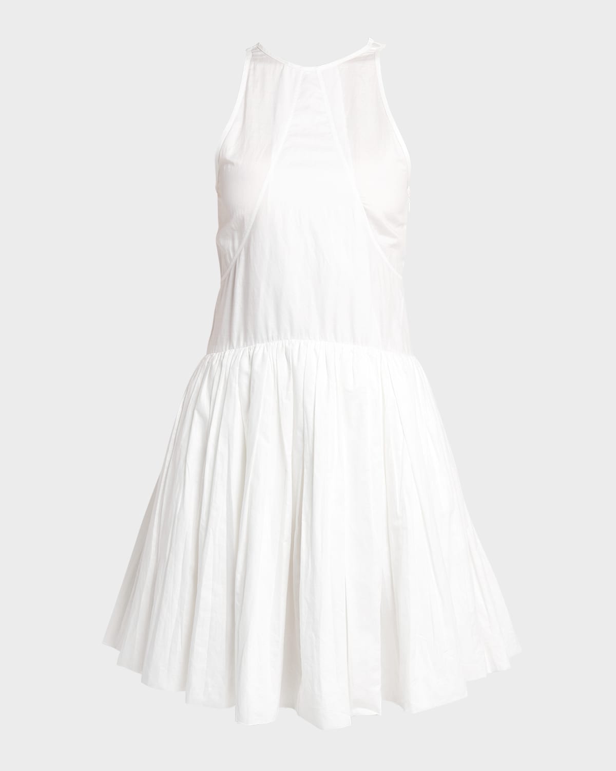 Jil Sander Pleated Sleeveless Mini Dress In Optic Whit