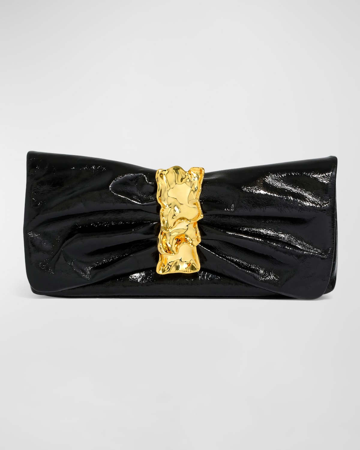 Ruched Metal Convertible Shoulder Bag