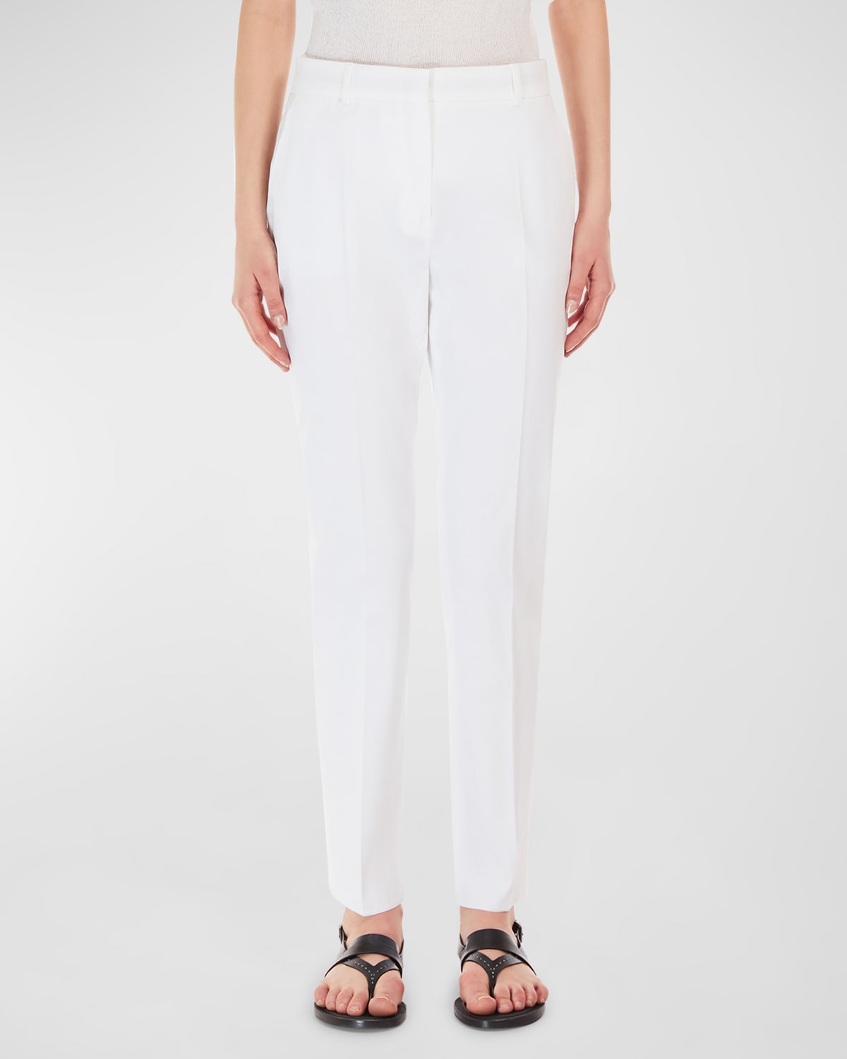 Max Mara Stemma Cropped Cotton Gabardine Trousers In White