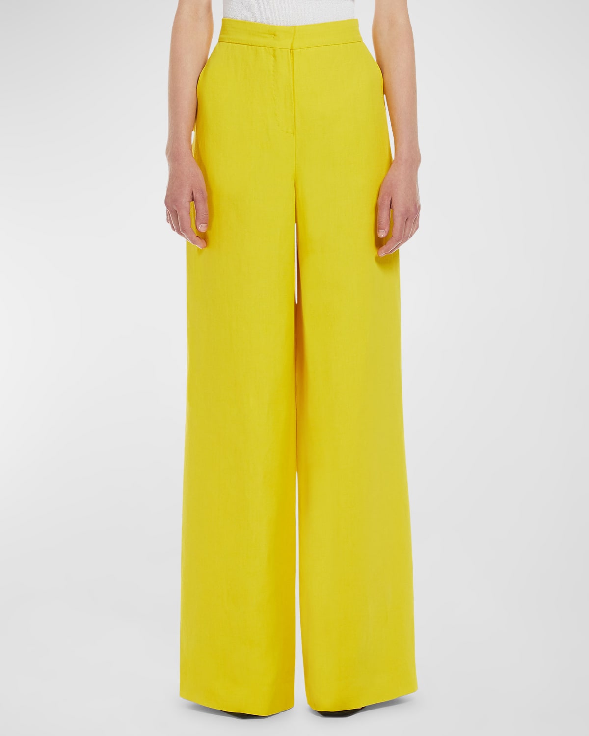 Shop Max Mara Gary High-rise Straight-leg Canvas Trousers In Yellow
