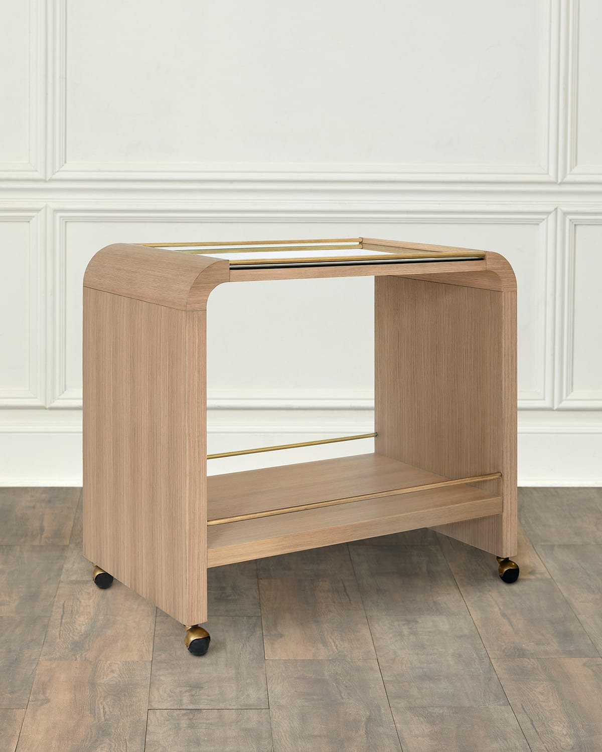 Worlds Away Myers Bar Cart In Natural Oak