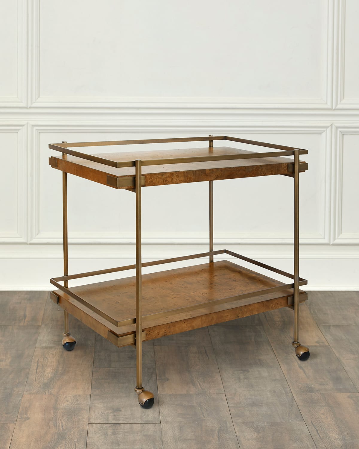 Worlds Away Cash Burl Wood Bar Cart In Dark Burl