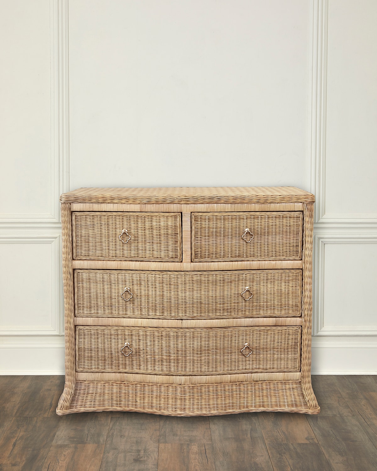 Shop Worlds Away Celine Rattan 4-drawer Chest In Natural Rattan