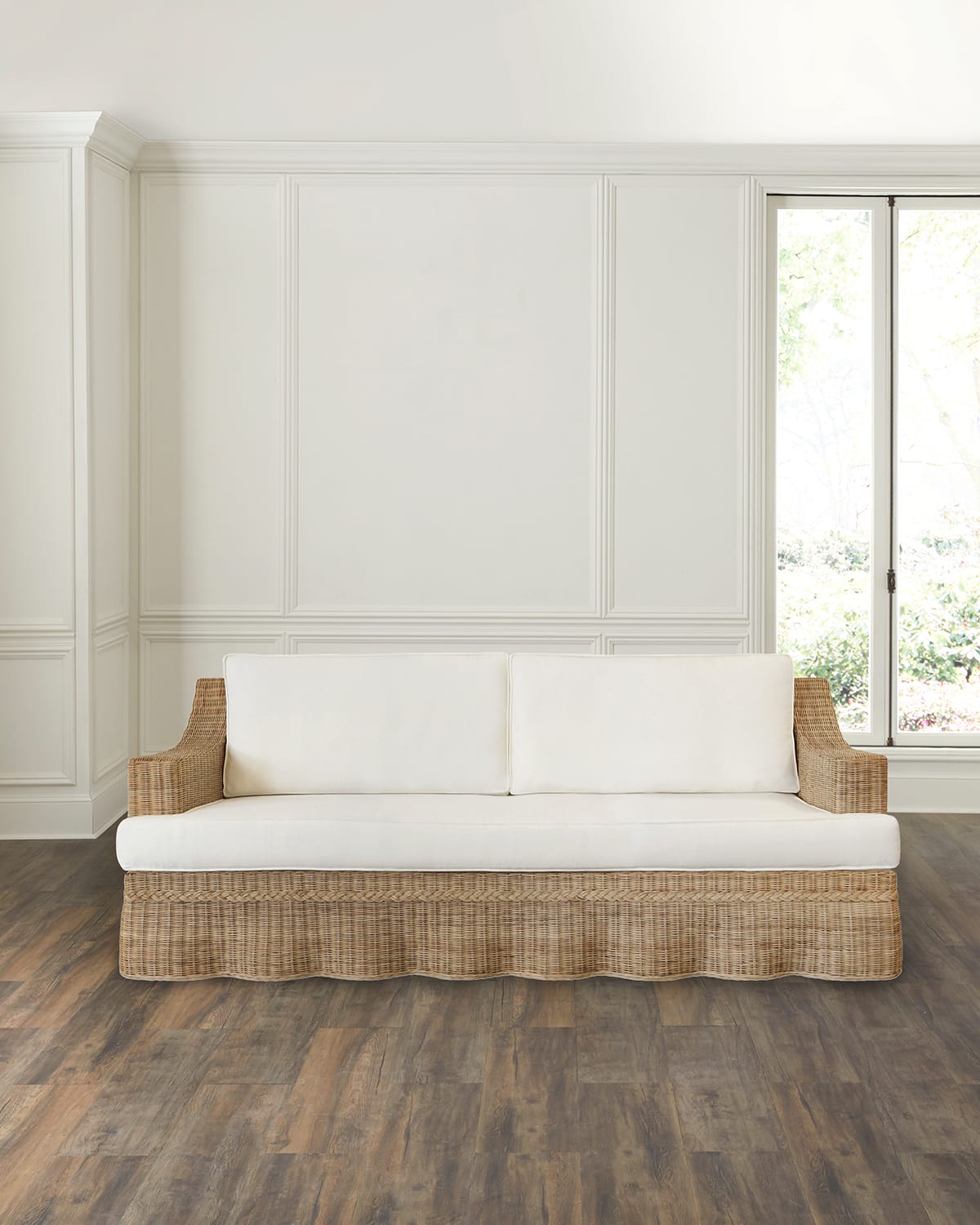 Shop Worlds Away Daphne Rattan Sofa, 85" In Ivory, Natural 