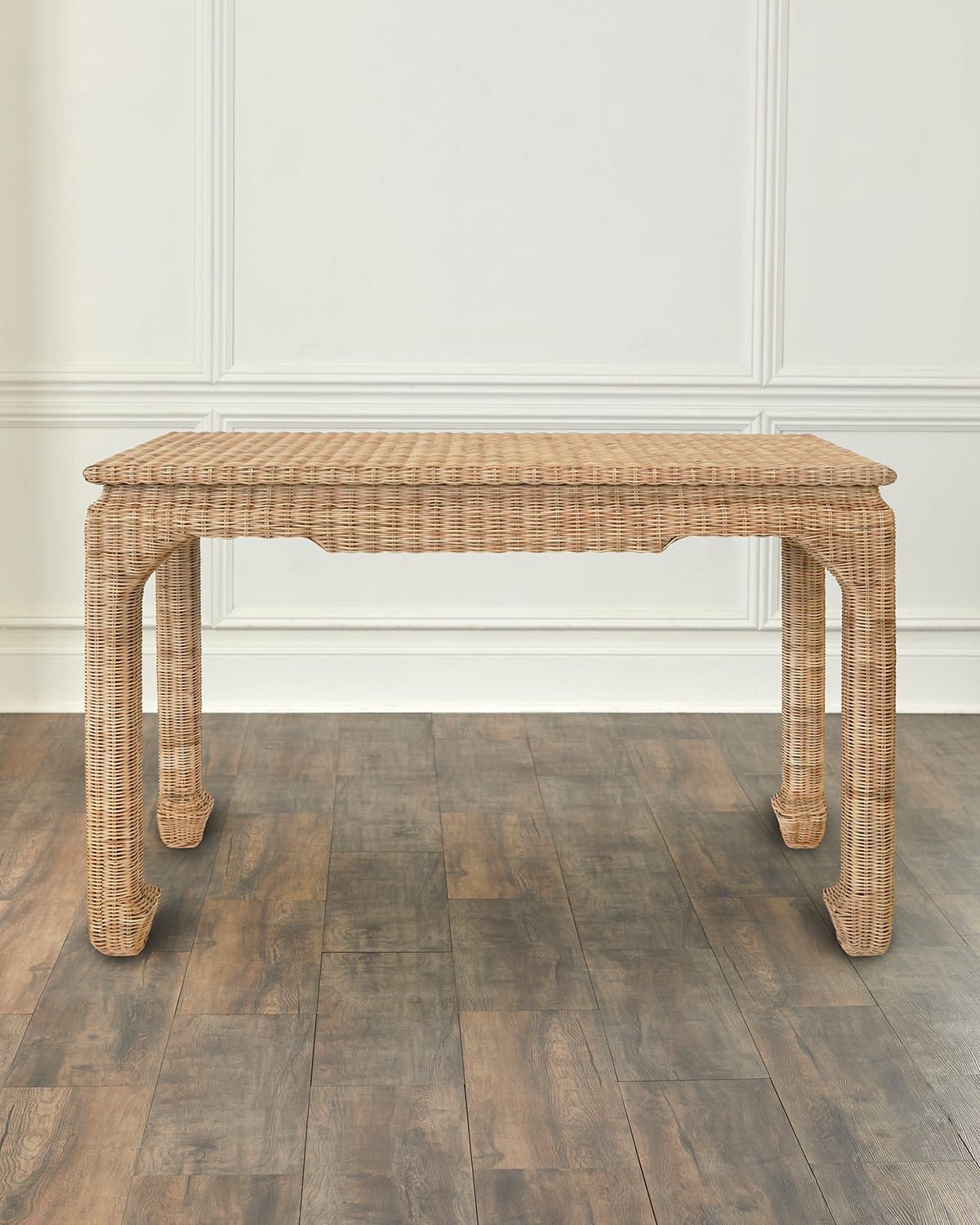 Shop Worlds Away Fabian Rattan Console Table In Natural Rattan