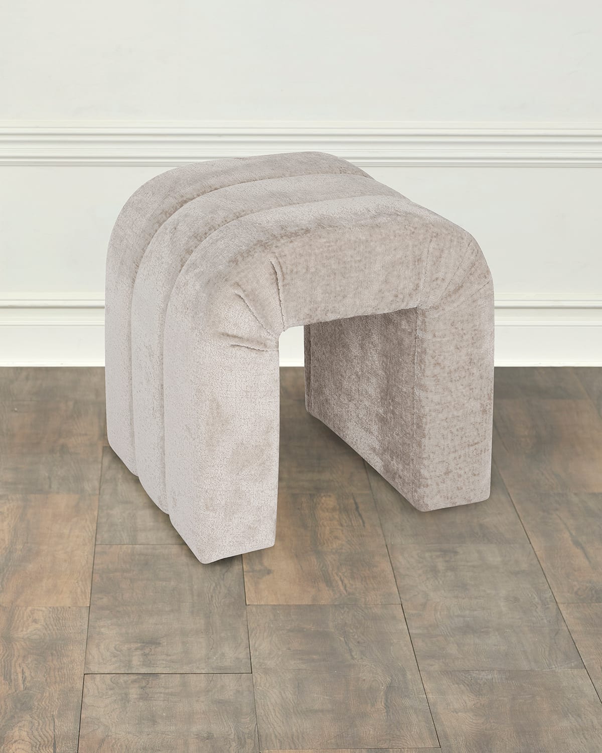 Shop Worlds Away Finch Channel-tufted Chenille Stool In Taupe