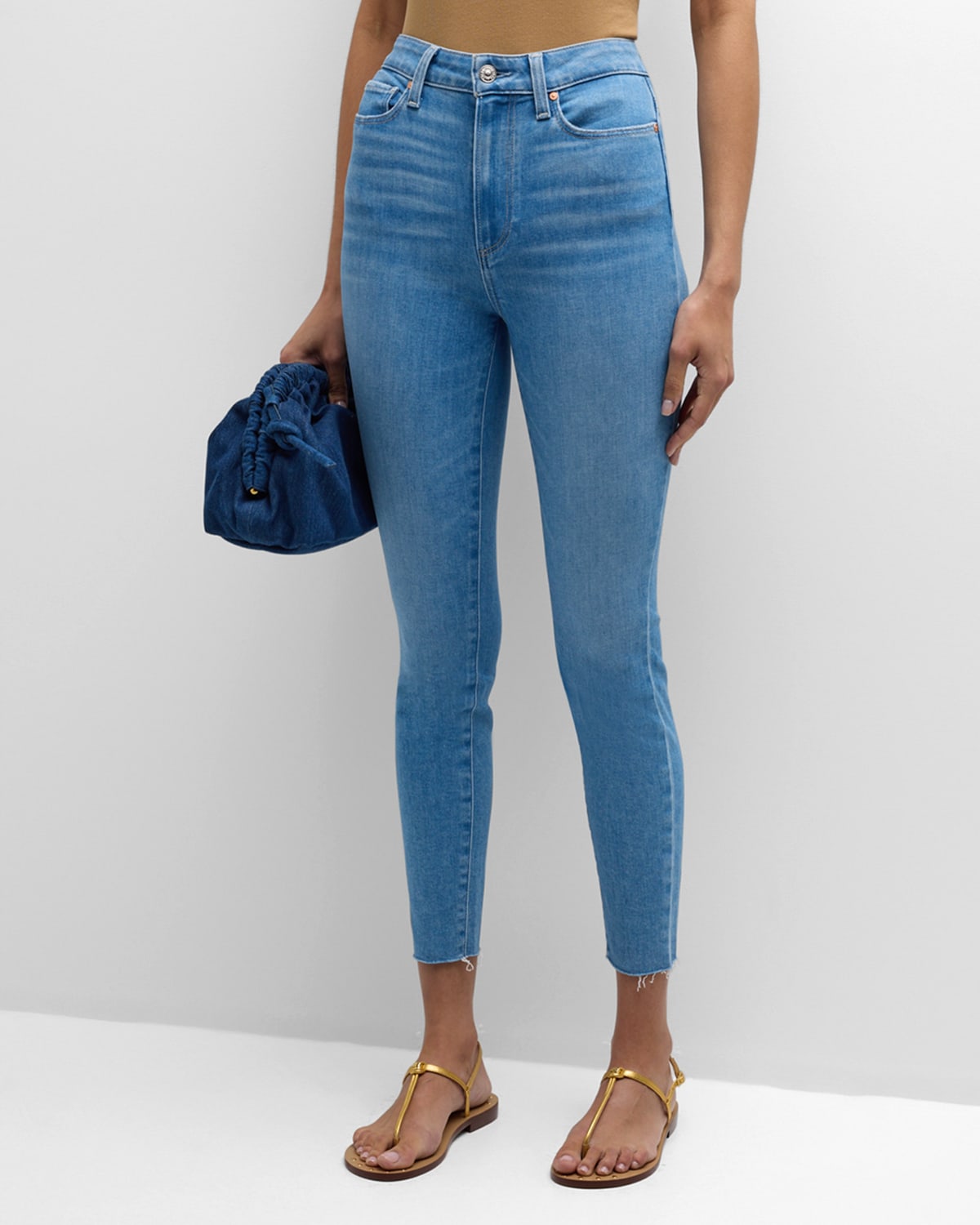 Shop Paige Margot Skinny Ankle Jeans With Raw Hem In Like It Hot
