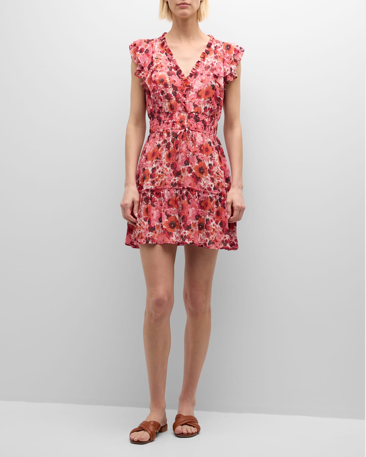 Shop Paige Muriel Floral Flutter-sleeve Mini Dress In Bissou Multi
