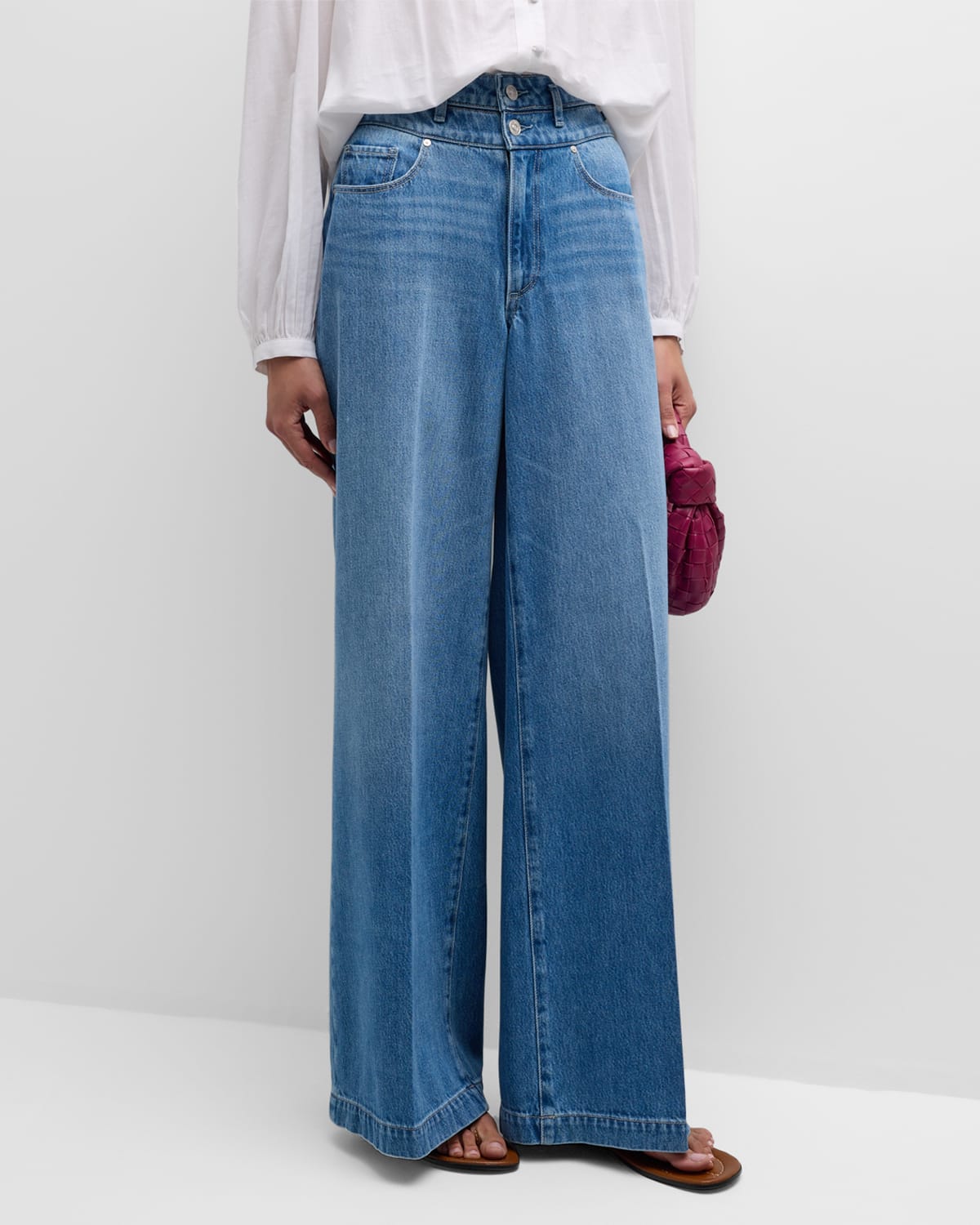 Shop Paige Portia Double Waistband Jeans In Enzo Distressed