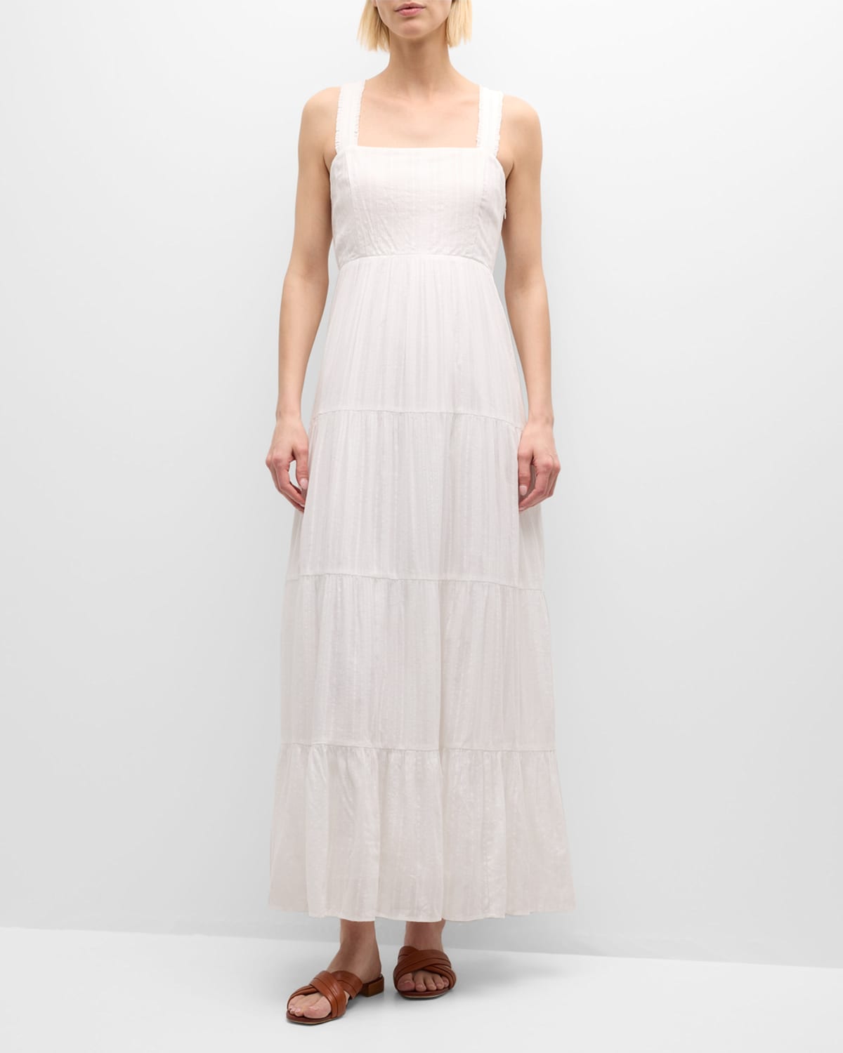 Shop Paige Ginseng Tiered A-line Maxi Dress In White