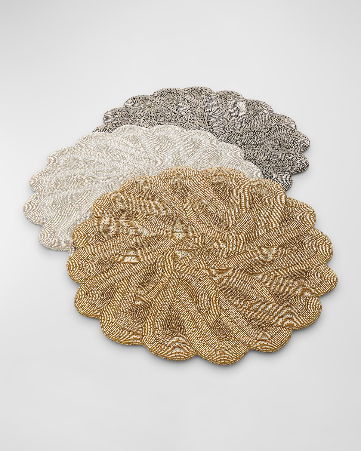 Nomi K Braided Beaded Placemat In Silver