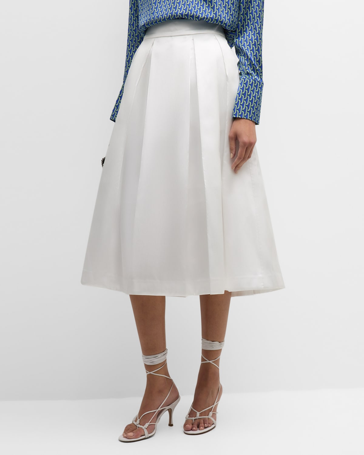 Dea Kudibal Abey Pleated A-line Midi Skirt In Nat White