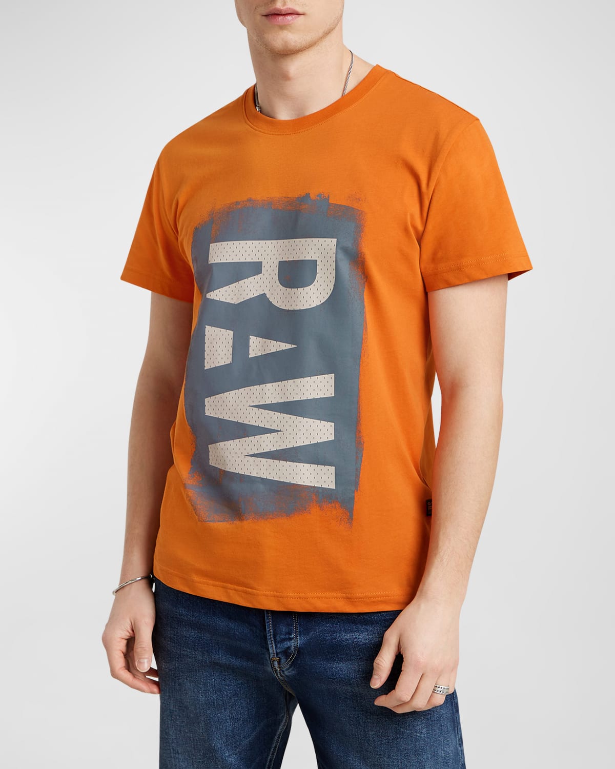 Shop G-star Raw Men's Painted Logo T-shirt In Amber
