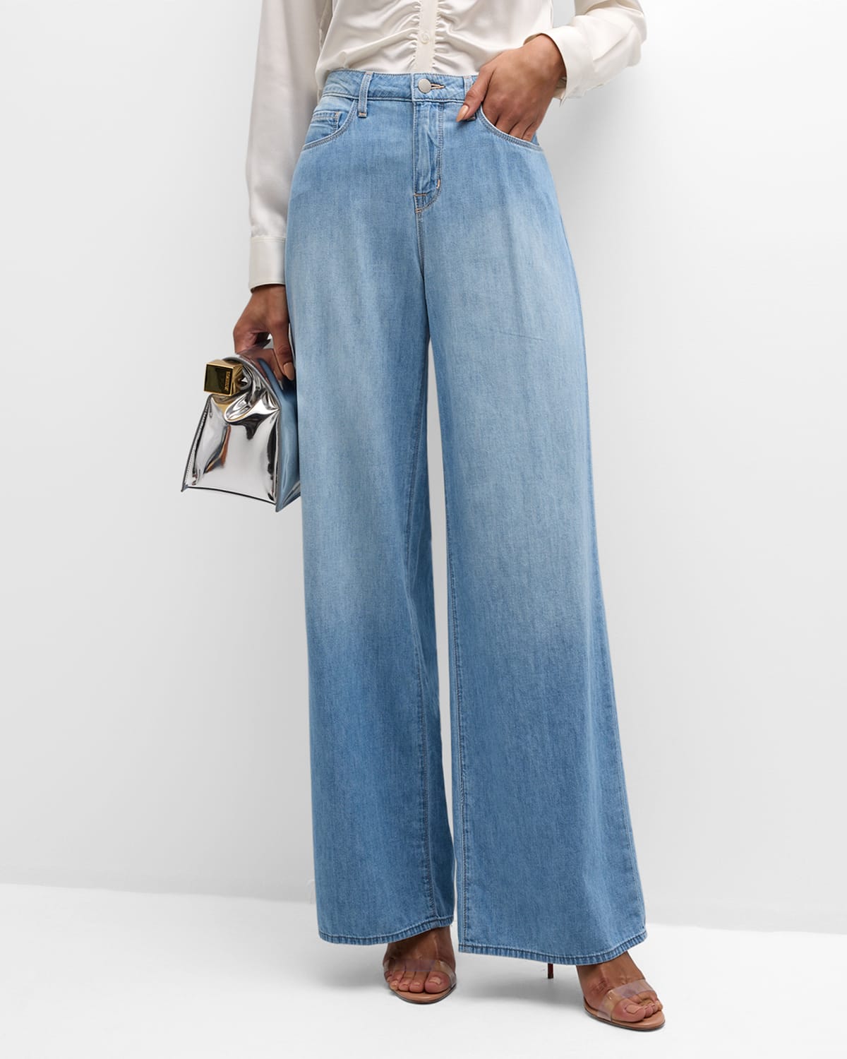 L Agence Alicent High-rise Sneaker Wide-leg Jeans In Blue