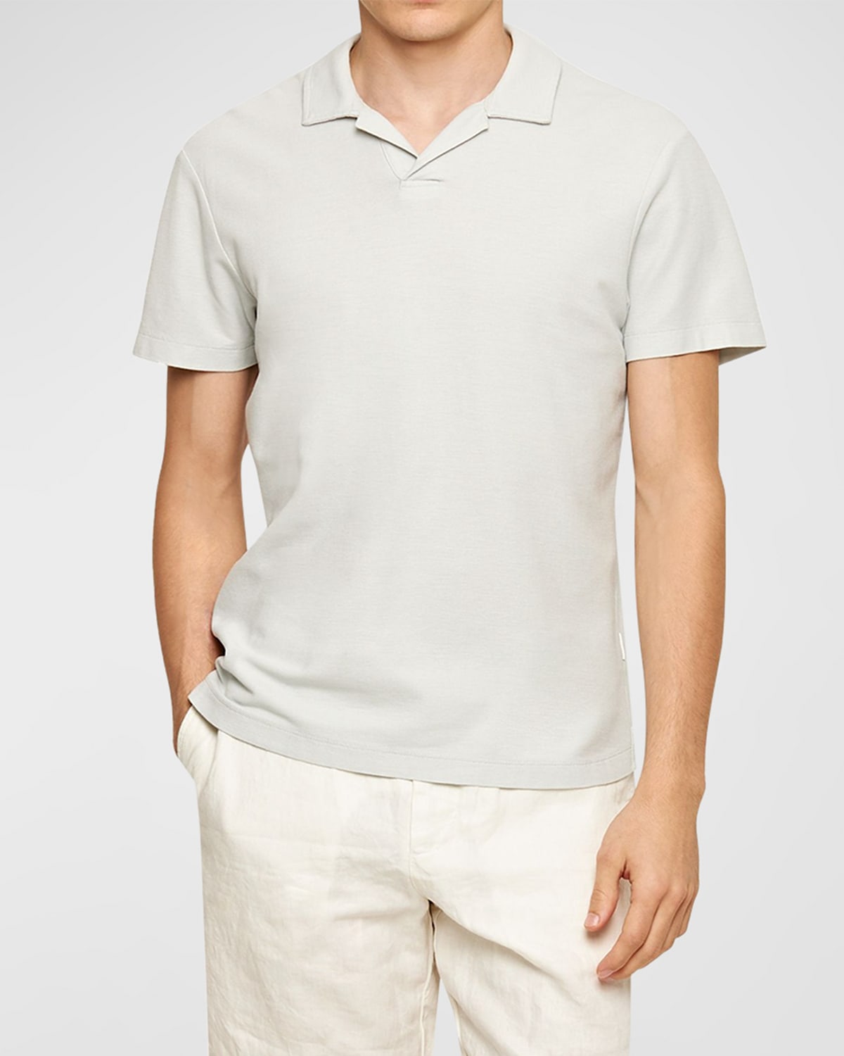 Shop Orlebar Brown Men's Felix Resort-collar Polo Shirt In White Jade