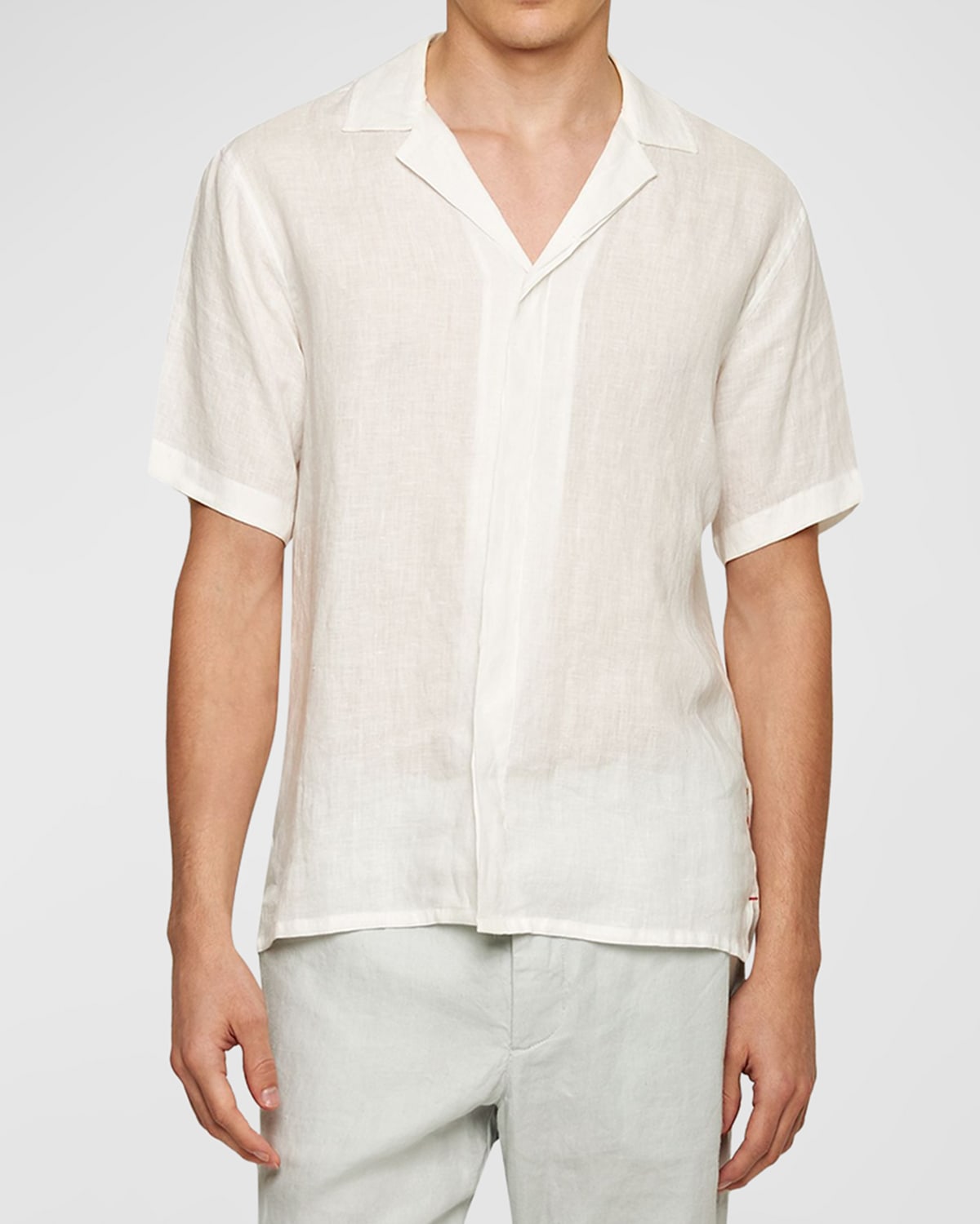 Orlebar Brown Men's Maitan Linen Camp Shirt In White
