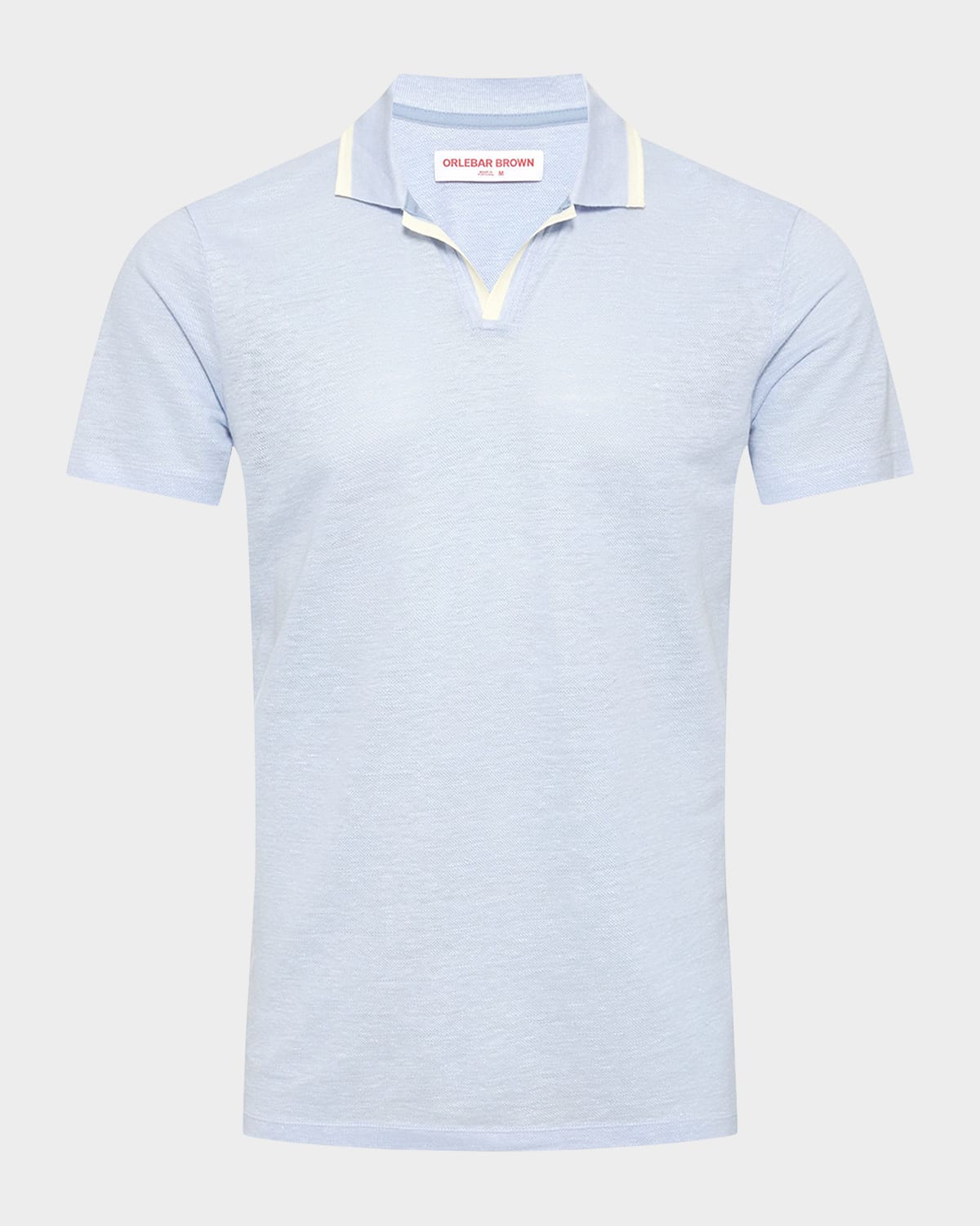 Shop Orlebar Brown Men's Felix Linen Pique Polo Shirt In Soft Blue