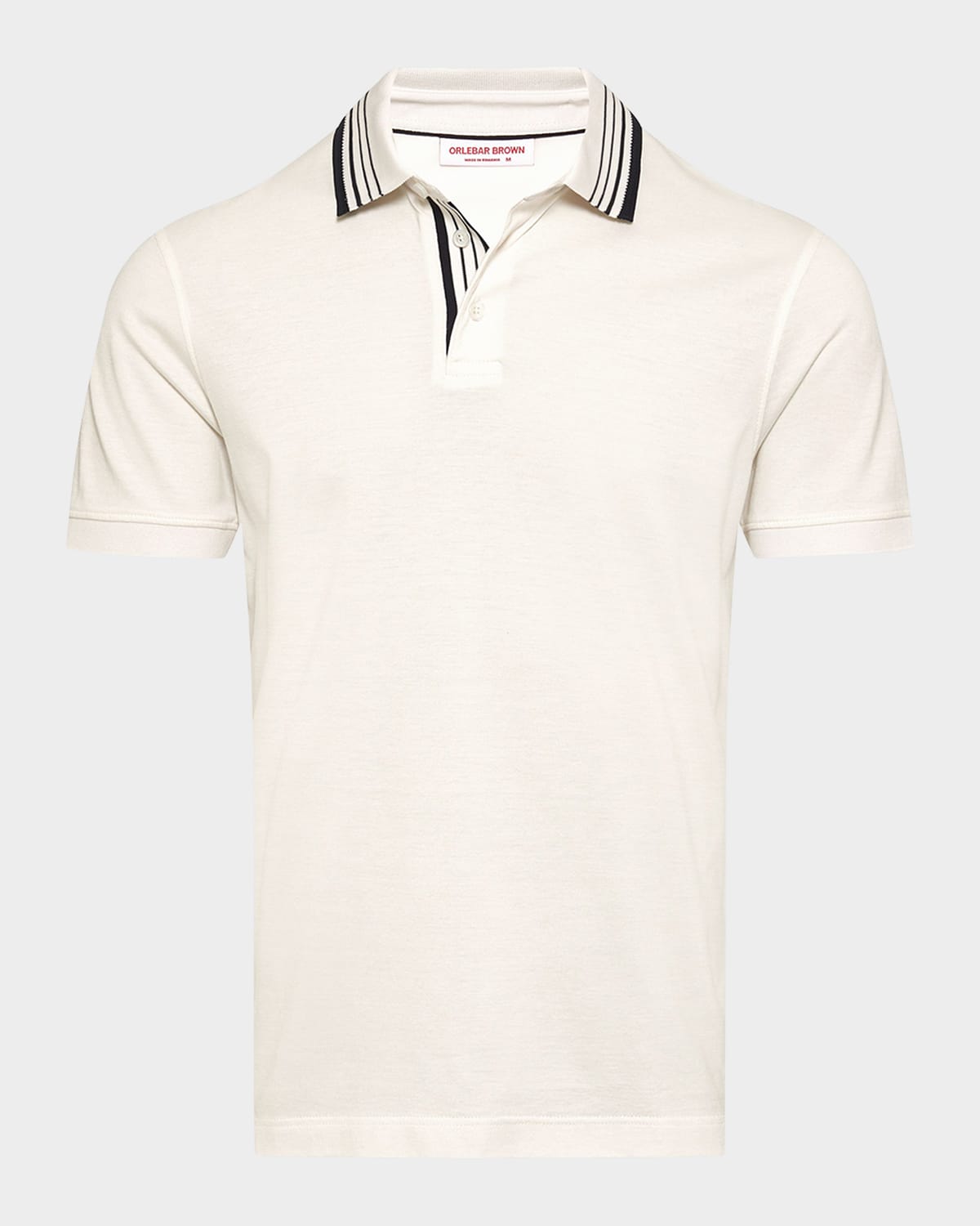 Orlebar Brown Men's Dominic Border Stripe Polo Shirt In White Sand