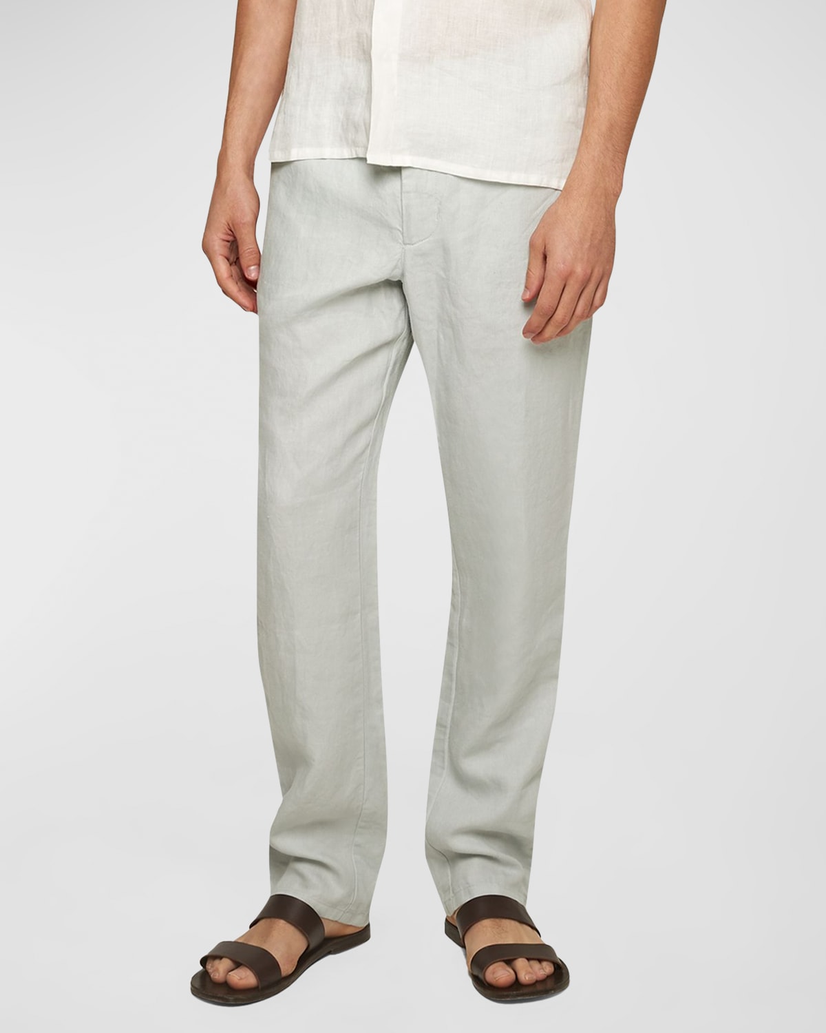 Shop Orlebar Brown Men's Cornell Linen Pants In White Jade