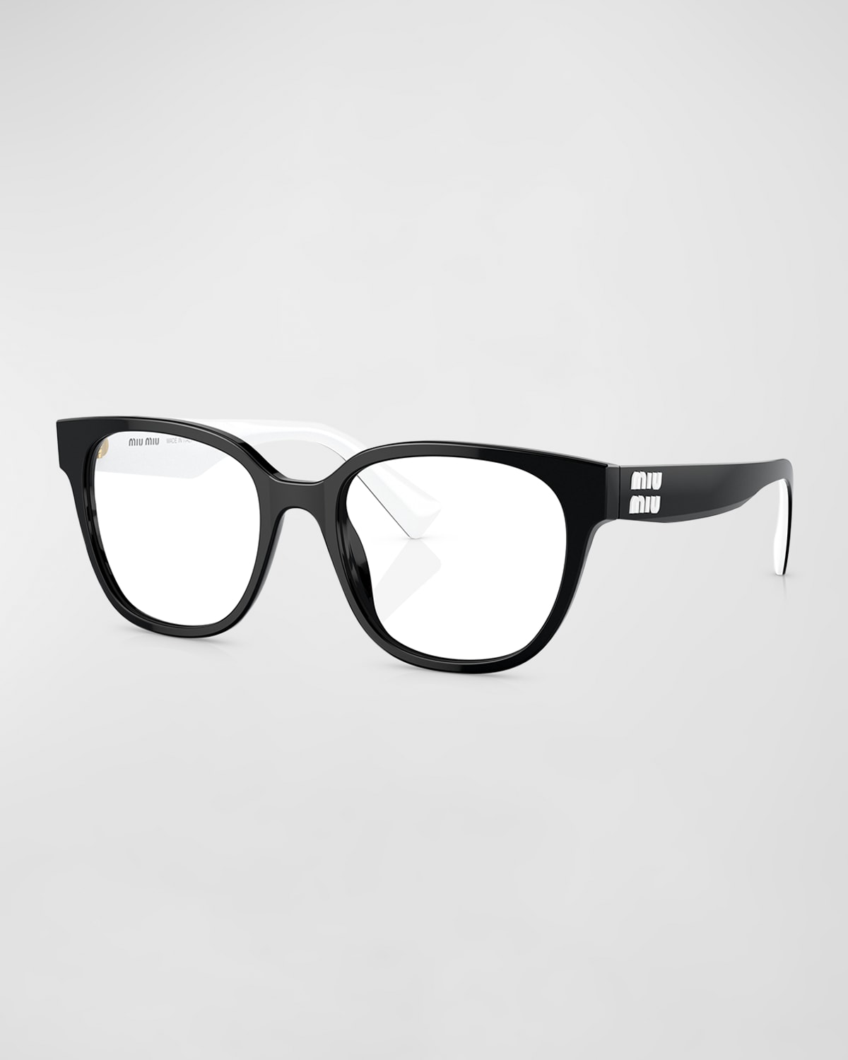 Shop Miu Miu Logo Acetate & Plastic Square Glasses In Black