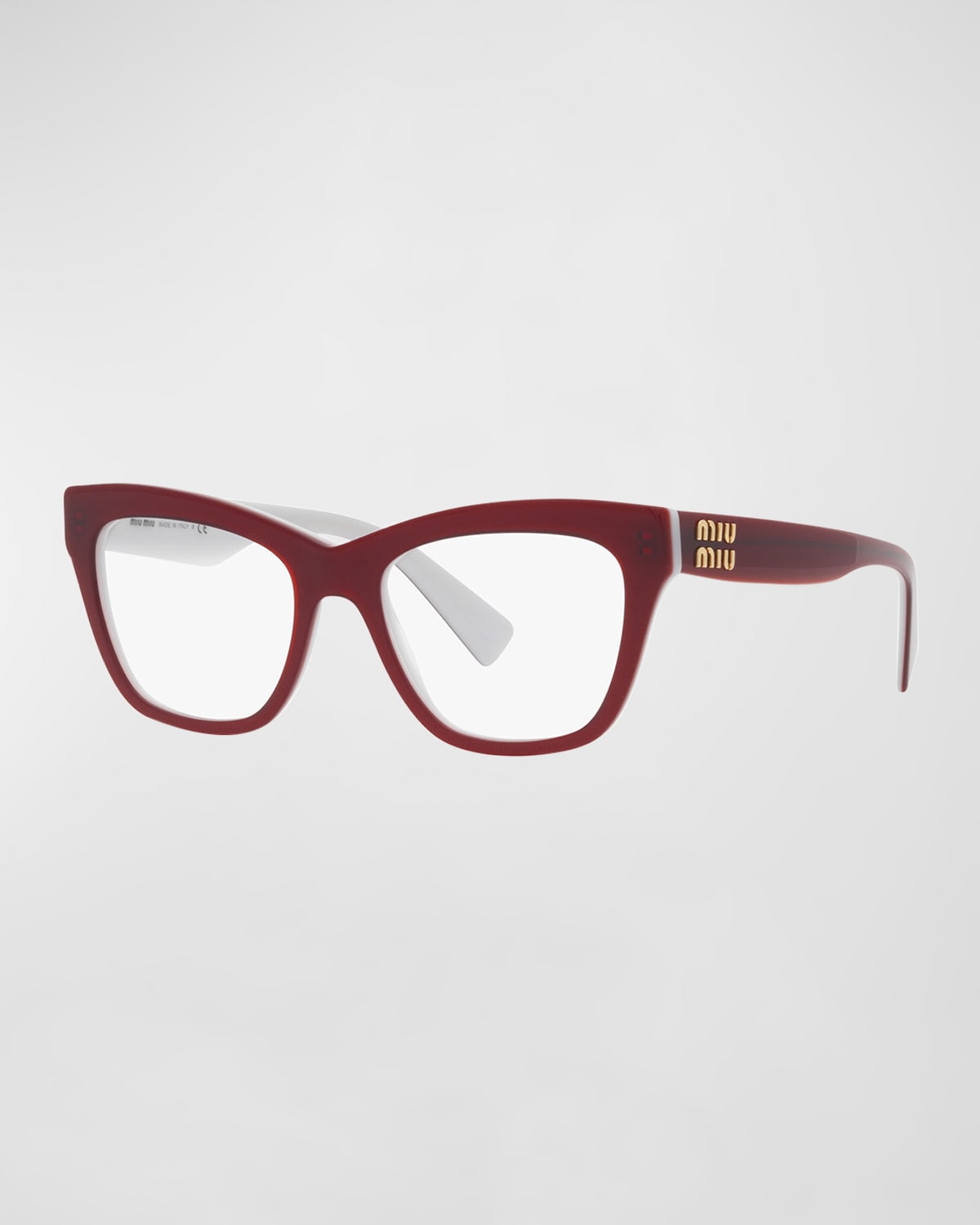 Shop Miu Miu Logo Acetate & Plastic Cat-eye Glasses In Red